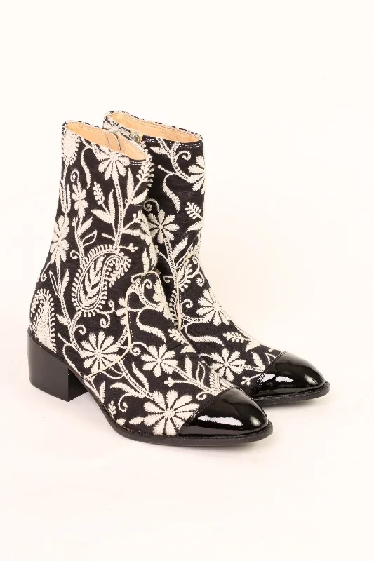 Street-Ready Casual Shoes EMBROIDERED SILK PAISLEY BOOTS OWEN