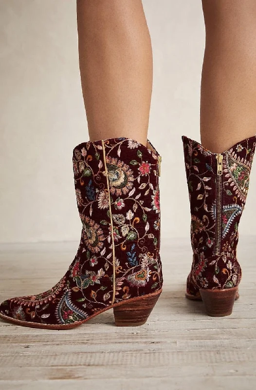 Comfort Meets Fashion EVY EMBROIDERED VELVET BOOTS