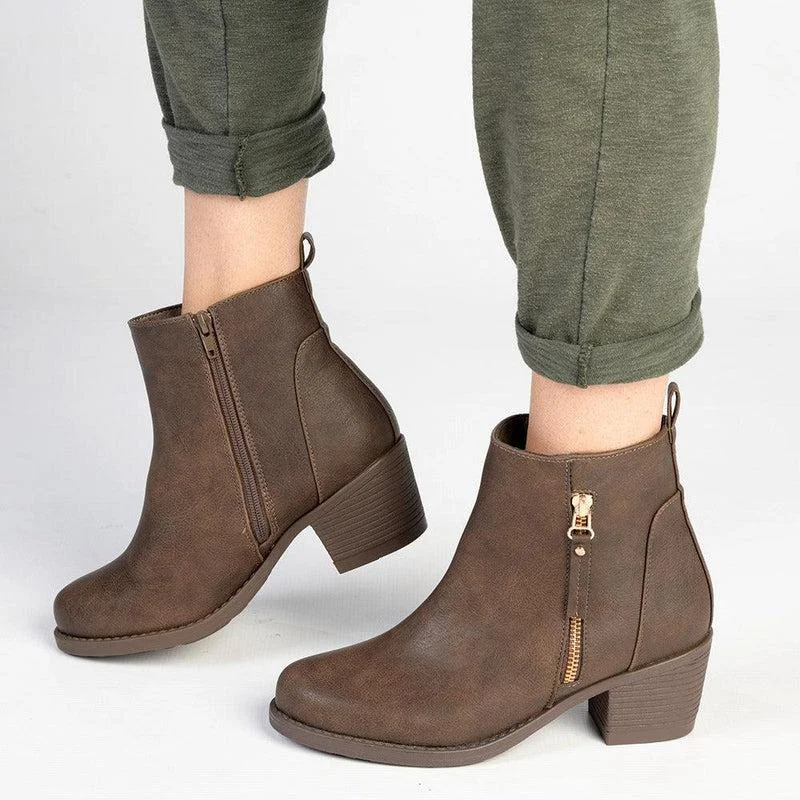 All-Day Comfort Shoes Promotion Franco Rossi Talia Side Zip Ankle Boot - Chocolate