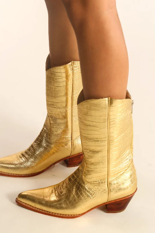 Elegant Fashion Offers GOLDEN LEATHER WESTERN BOOTS SALA