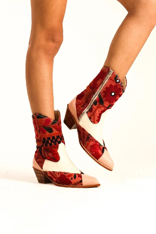 Laid-Back Fashion Offers LEATHER PATCHWORK PATCH BOOTS ZAHRA