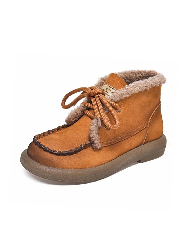 Trendy Threads Leather Plush Winter Snow Boots