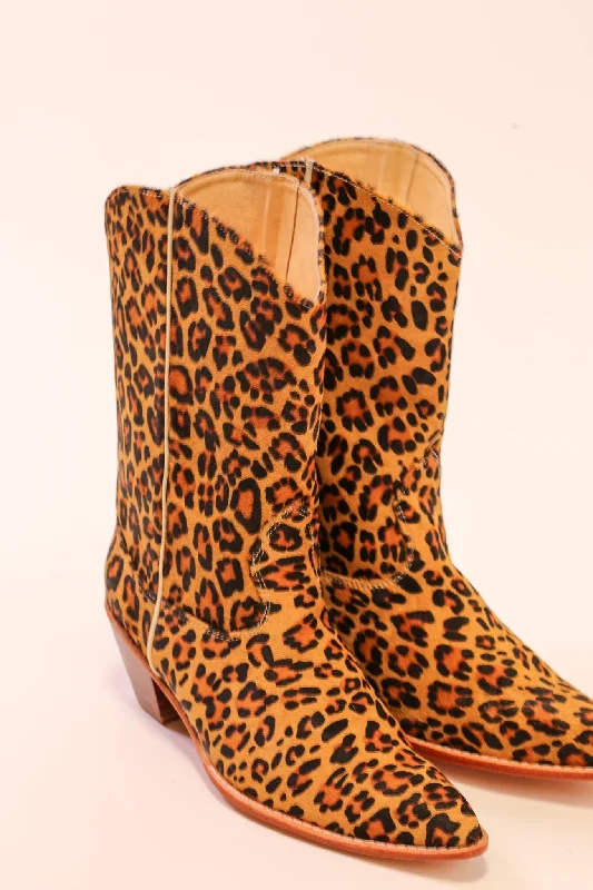 Women's Durable Footwear LEOPARD PRINT WESTERN BOOTS MAYA