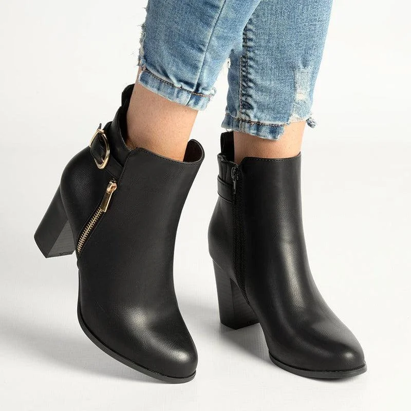 Sophisticated Style Offers Madison Buzby Block Heel Ankle Boot - Black