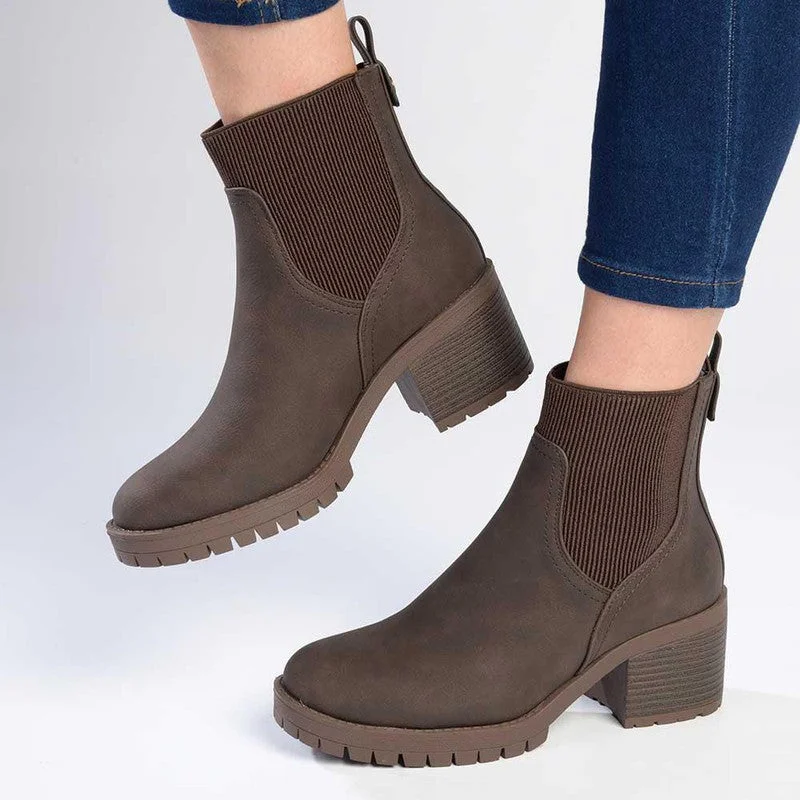 Sleek Versatile Footwear Madison Ella Chunky Ankle Boot - Chocolate