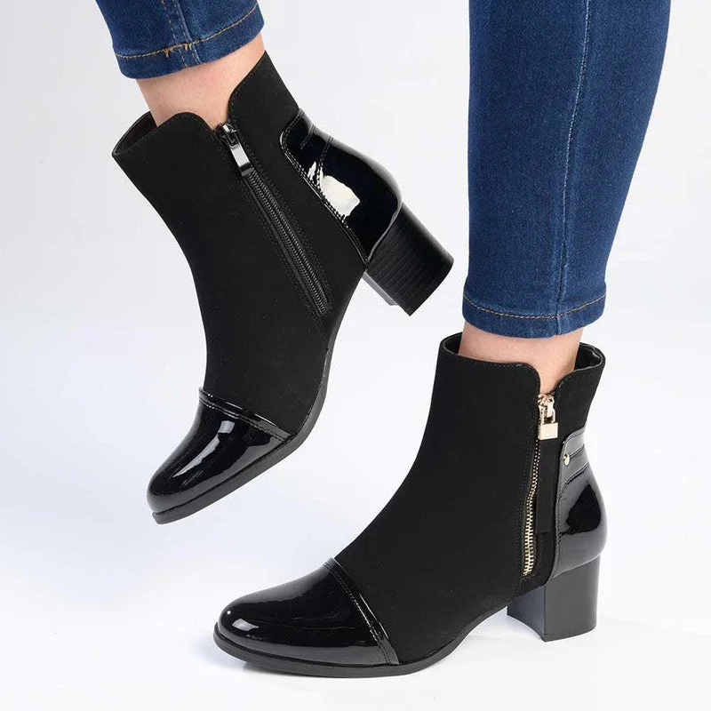 Fashion Casual Shoes Madison Fabiola Patent Toe Ankle Boot - Black