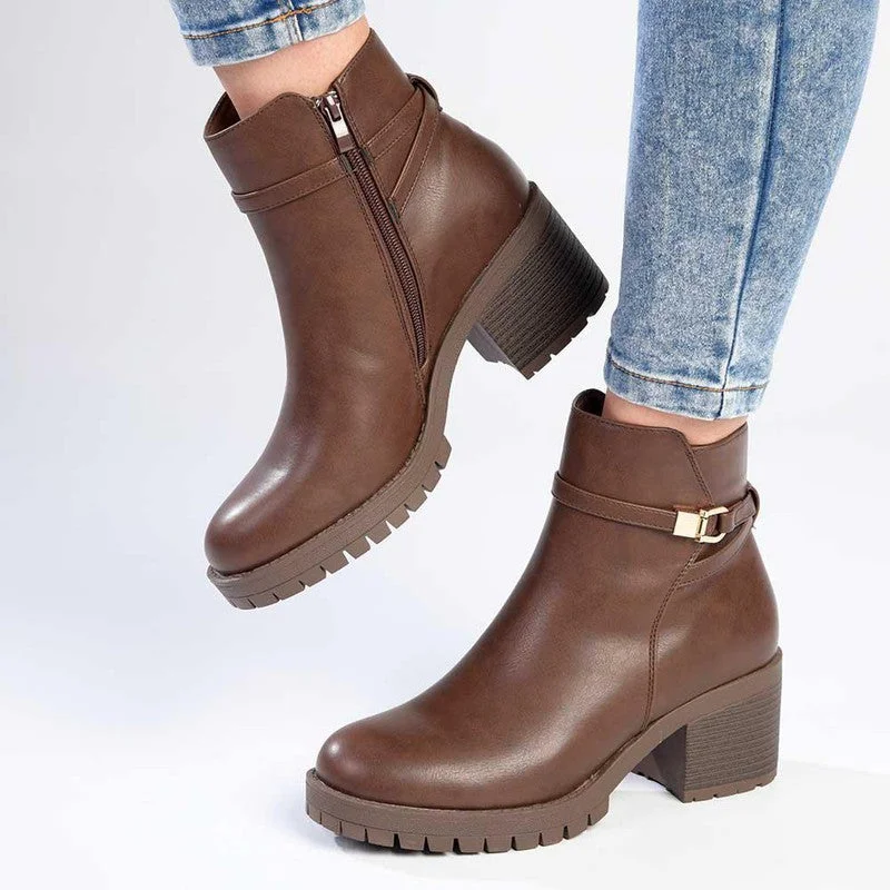 Urban Fashion Footwear Madison Farah Gusset Side Strap Ankle Boot - Brown