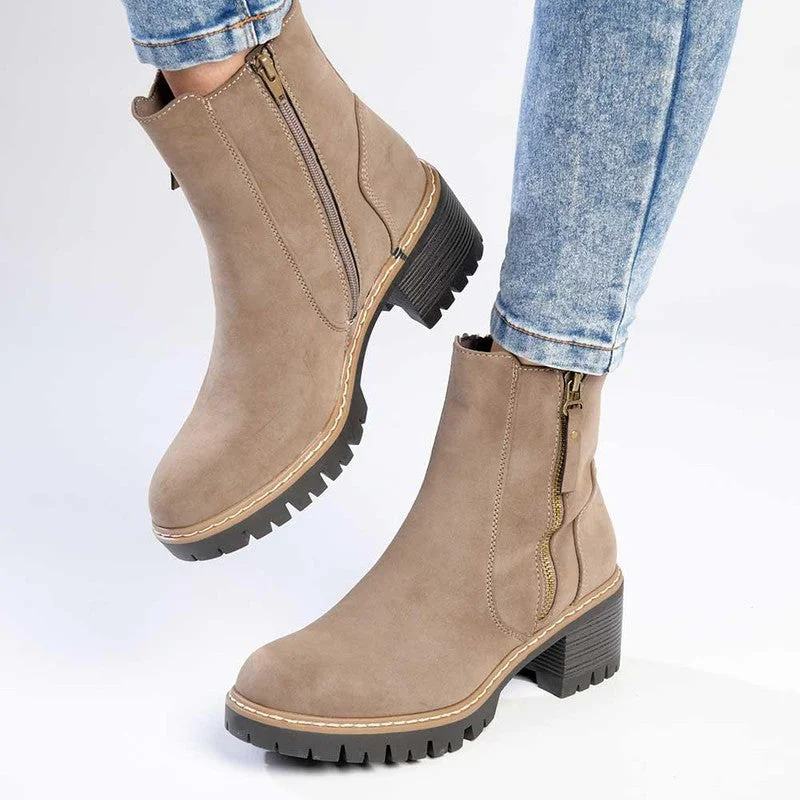 Contemporary Casual Footwear Madison Florence Suede Side Zip Boot - Taupe