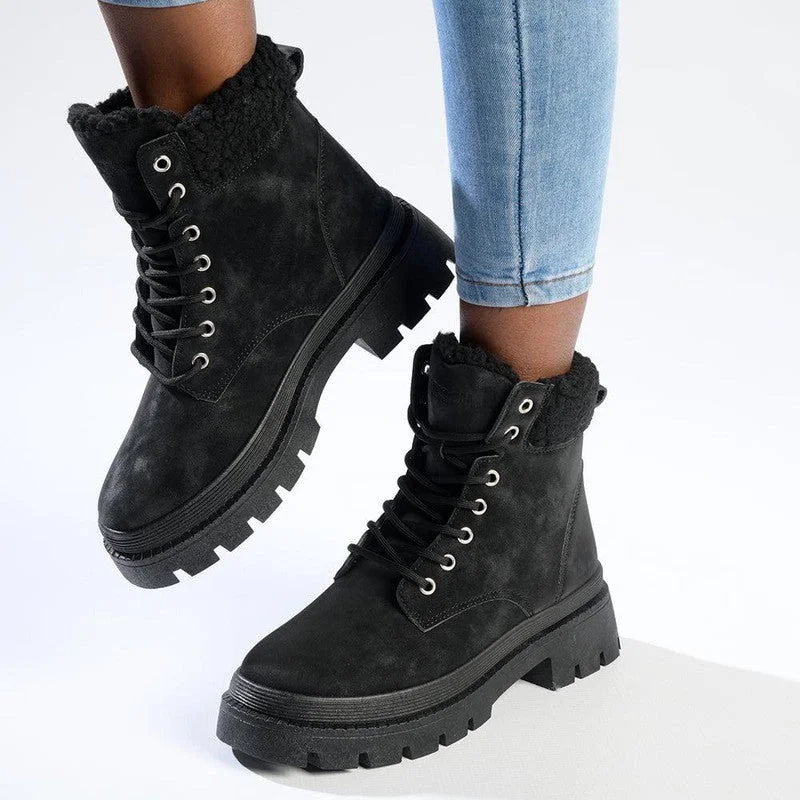 Comfortable Urban Shoes Madison Jersey Hiker Lace Fashion Boot - Black