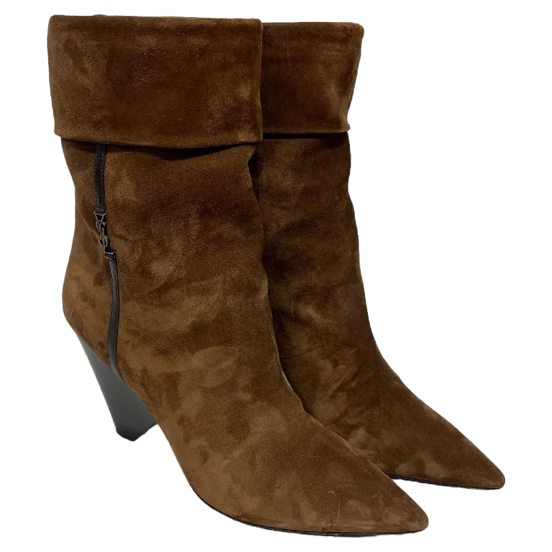 Formal Shoes Clearance SAINT LAURENT/Ankle Boots/EU 38.5/Plain/Suede/BRW//NIKKI BOOTS/