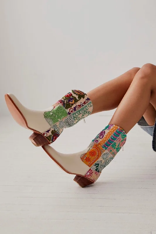 Edgy Fashion Deals SELINA EMBROIDERED PATCHWORK BOOTS X FREE PEOPLE