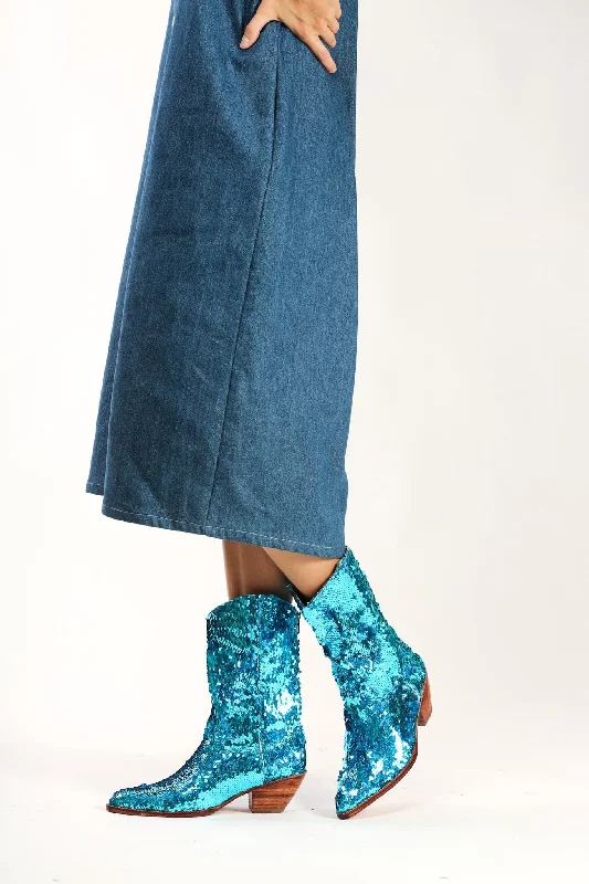 Ends Soon SEQUIN DISCO BOOTS ANNI