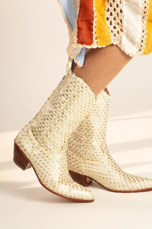 Explore What's New SEQUIN EMBROIDERED BOOTS PATCHOULI