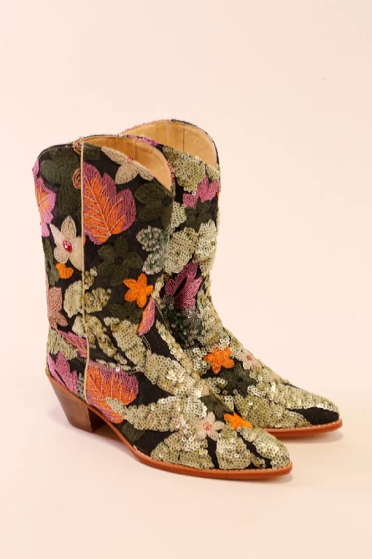 Women's Statement Boots SEQUIN EMBROIDERED WESTERN BOOT LOERI