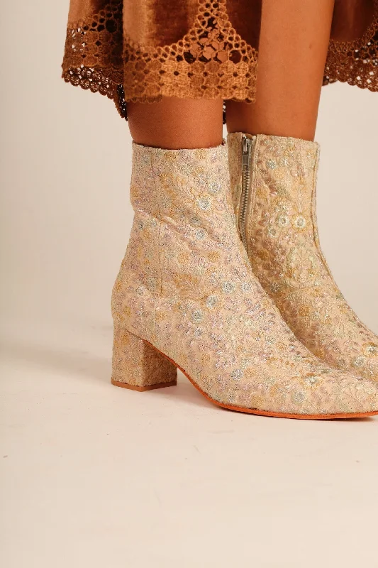 Comfortable Slip-On Shoes SILK EMBROIDERED BOOTS LYDIE