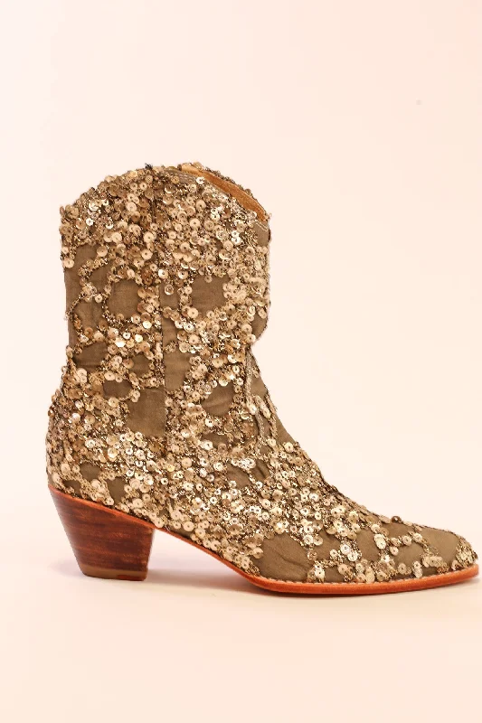 Women's Everyday Flats SILK SEQUIN EMBROIDERED BOOTS LOREN