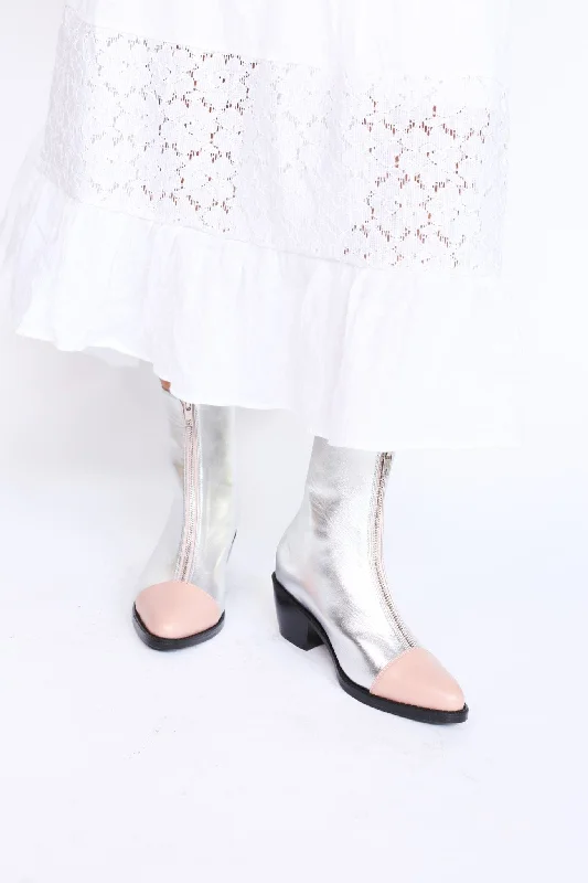 Sophisticated Style Offers SILVER BOOTS PINK CAP BOOTS TEAGAN