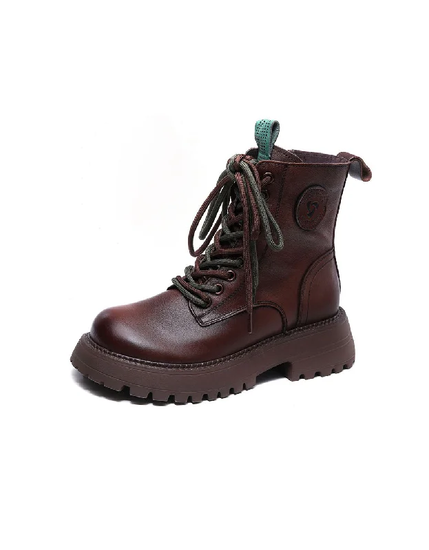 Exclusive Designer Shoes Sale Winter Two Color Lace-up Martin Boots for Women