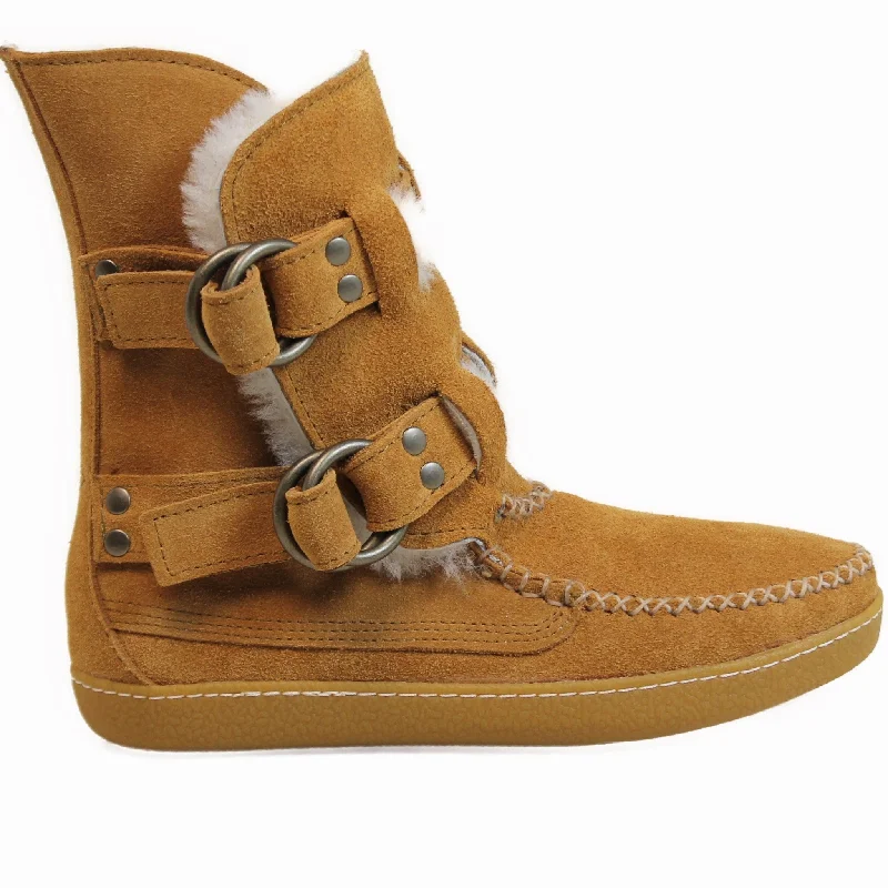 Trend Leading Collection Women's Twinstrap Ring Boot - Toffee Suede